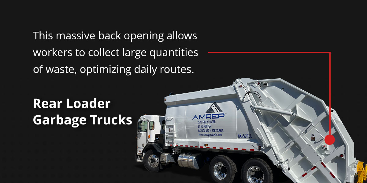 This massive back opening allows workers to collect large quantities of waste, optimizing daily routes.